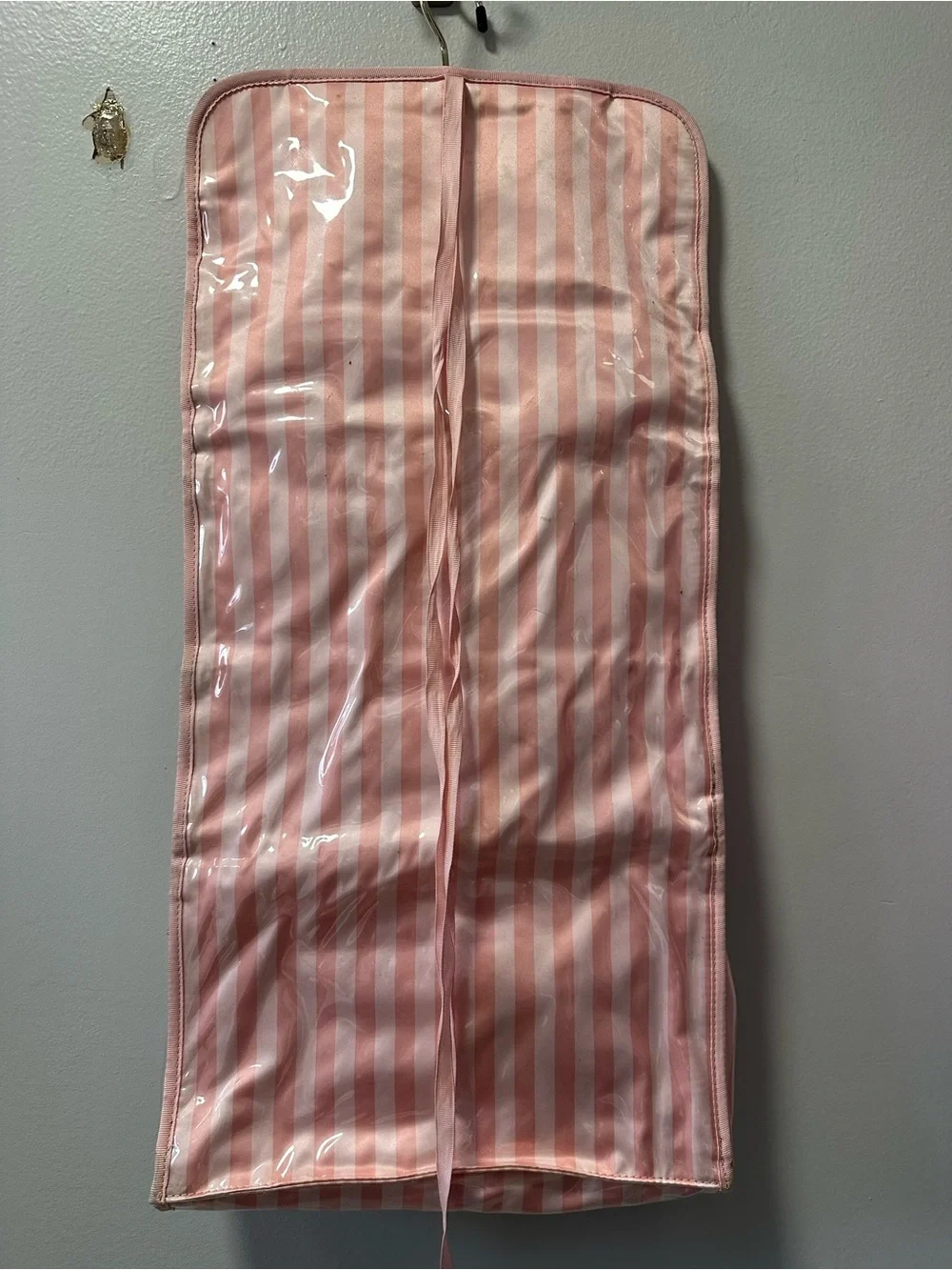 Victoria's Secret Pink Striped Hanging Organizer with Clear Pockets